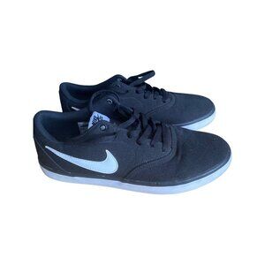 Nike SB Check Canvas Skateboarding Shoes Mens Size 9 Black/White Low Top Sneaker